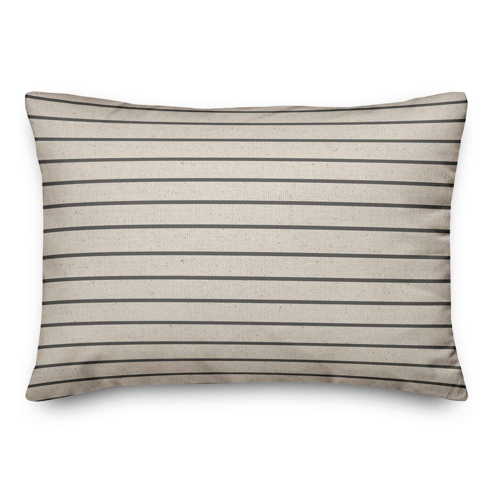 Thin Gray Stripes On Linen Pillow 4 14" x 20" Throw Pillow